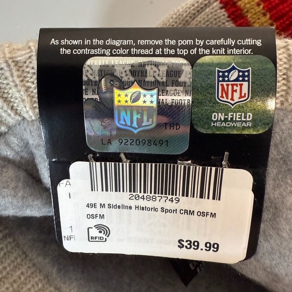 2024 NFL Historic On Field San Francisco 49ers New Era Knit Beanie Hat OSFM - Picture 4 of 4